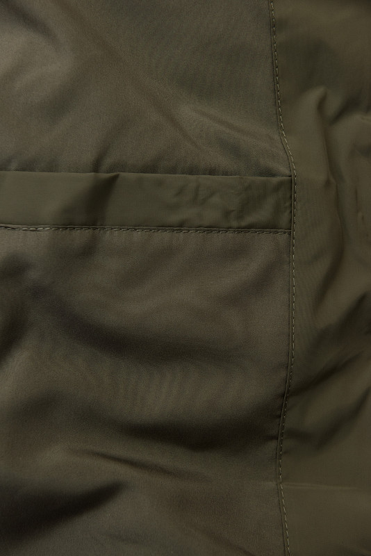 Geacă elegantă de iarnă cu blană, khaki