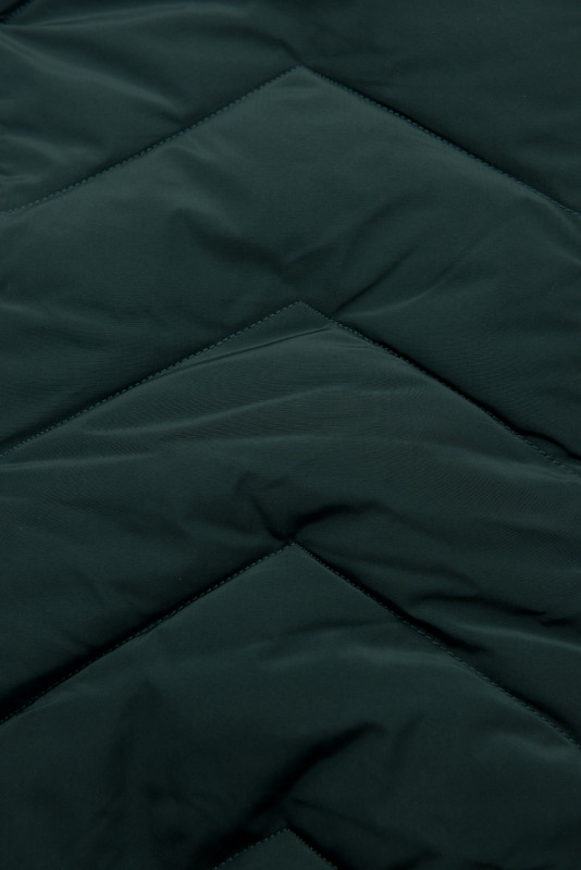 Geacă de iarnă matlasată verde închis cu glugă detașabilă
