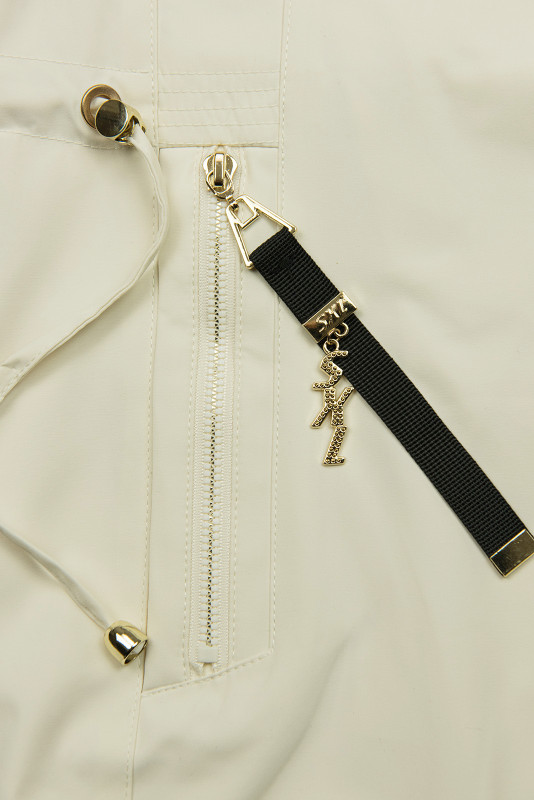 Parka pentru damă cu detalii aurii ecru