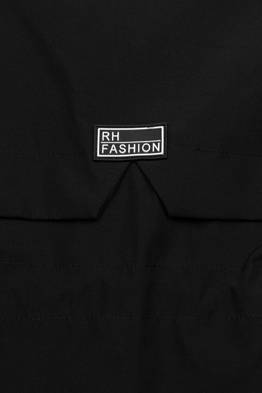 Parka pentru damă cu detalii aurii neagră