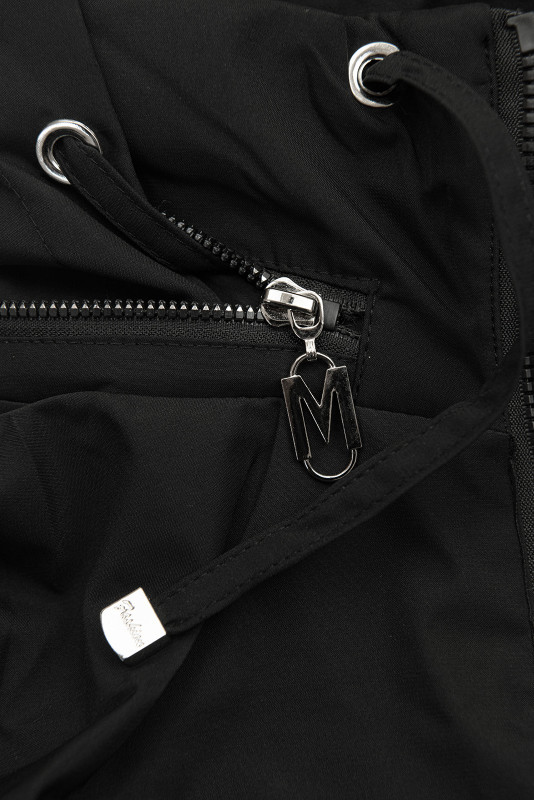 Parka elegantă pentru damă cu detalii aurii neagră