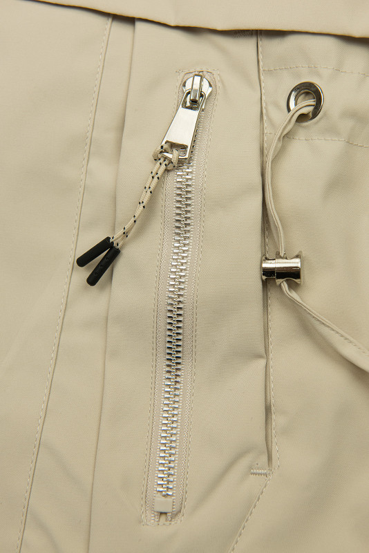 Parka lungă cu imprimeu în glugă bej deschis