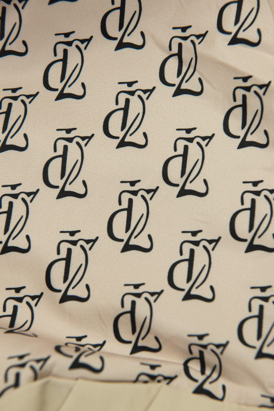 Parka lungă cu imprimeu în glugă bej deschis