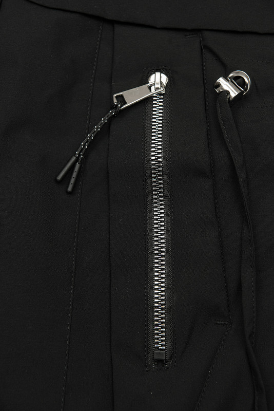 Parka lungă cu imprimeu în glugă neagră