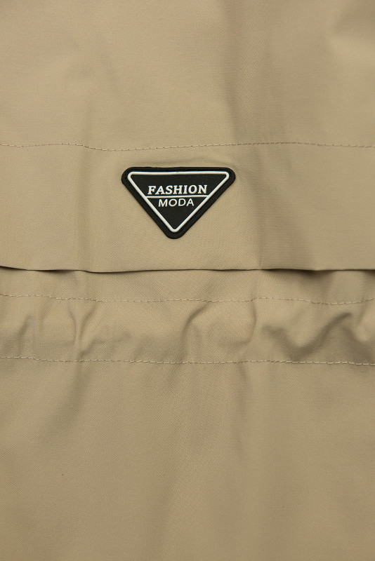 Parka lungă cu imprimeu în glugă bej