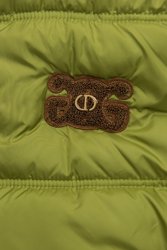 Vestă matlasată pentru damă cu glugă detașabilă verde