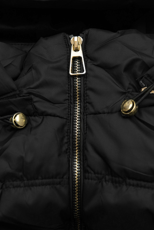 Vestă matlasată pentru damă cu glugă detașabilă neagră