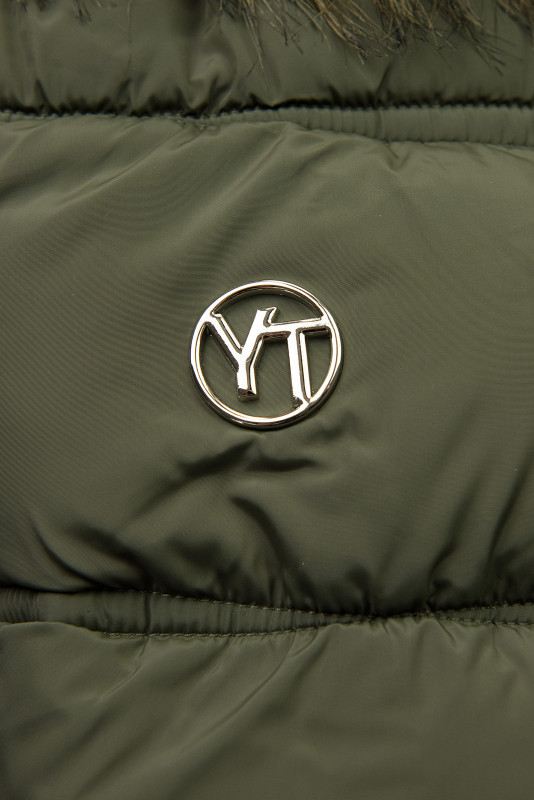 Geacă de iarnă cu curea khaki