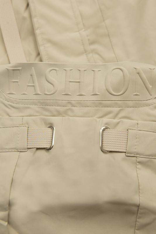 Parka de primăvară cu glugă mare bej