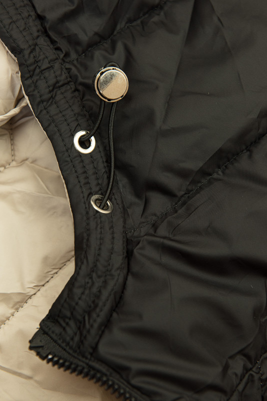 Geacă de damă reversibilă cu glugă neagră/bej