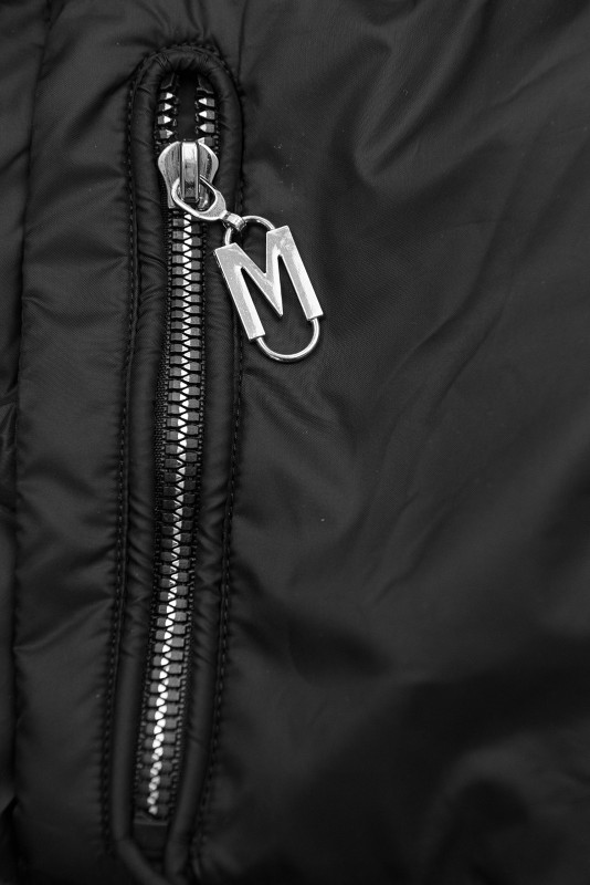 Geacă de damă reversibilă cu glugă neagră/bej