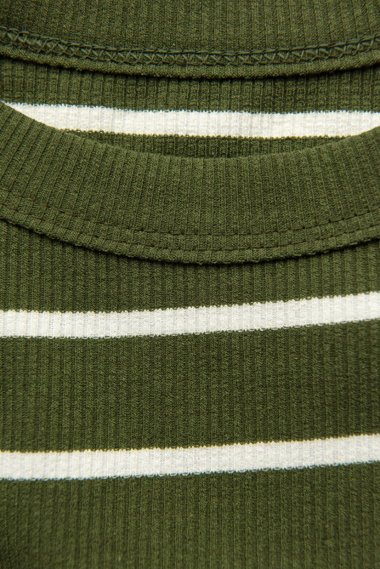Rochie cu dungi verde khaki cu bretele