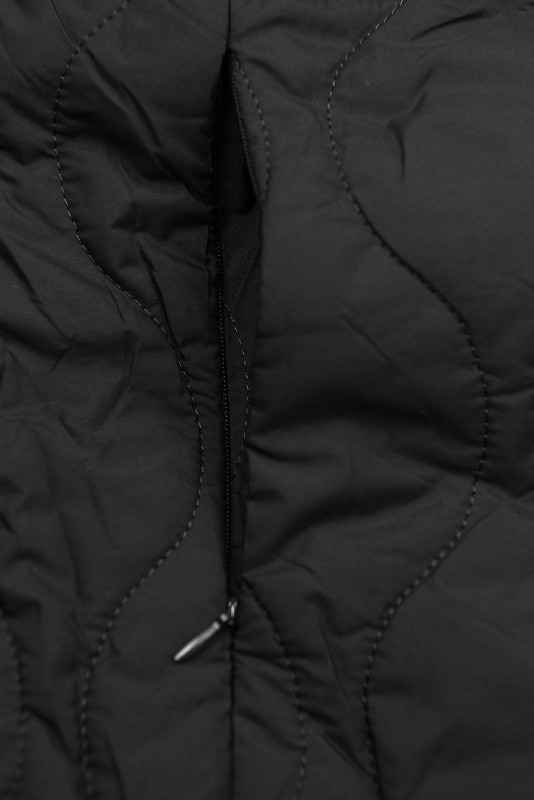 Parka de toamnă matlasată negru/roșu