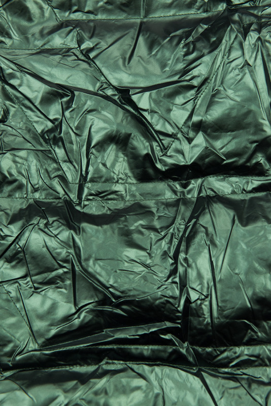 Geacă reversibilă lucioasă verde smarald/alb