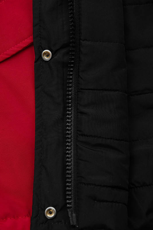 Parka reversibilă de tranziție cu glugă roșu/negru