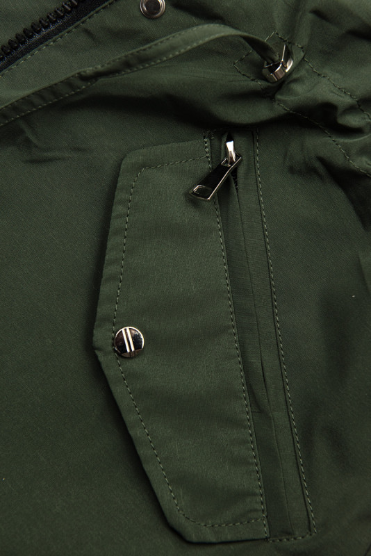 Parka reversibilă de tranziție cu glugă kaki/negru