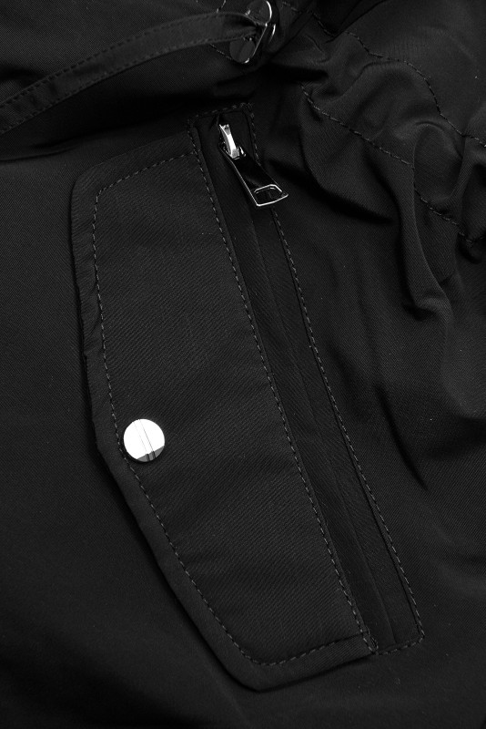 Parka reversibilă de tranziție cu glugă negru/teracotă
