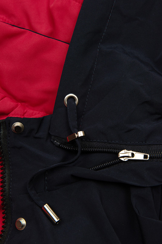 Parka reversibilă de tranziție cu glugă negru/roșu