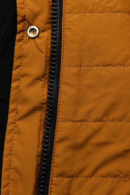 Parka reversibilă de tranziție cu glugă negru/caramel