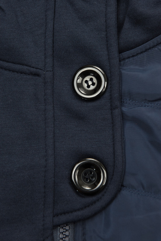 Hanorac bleumarin cu materiale combinate