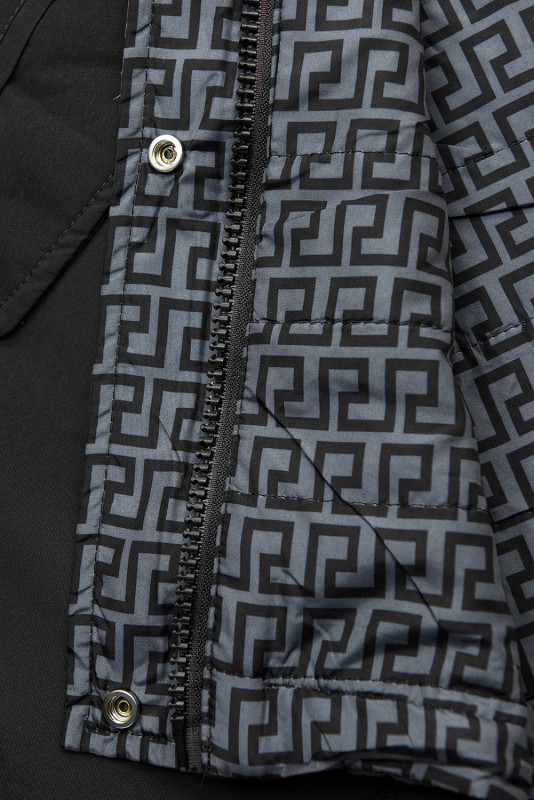 Parka reversibilă de tranziție negru/gri