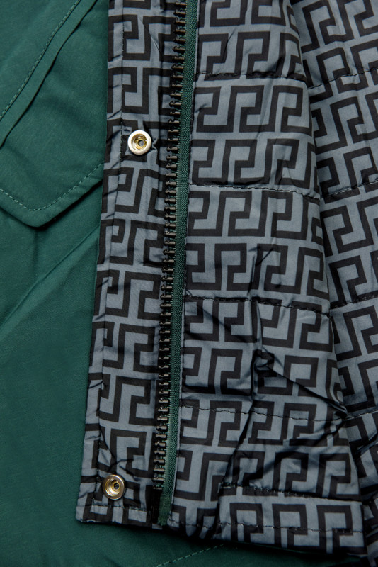 Parka reversibilă de tranziție verde/gri