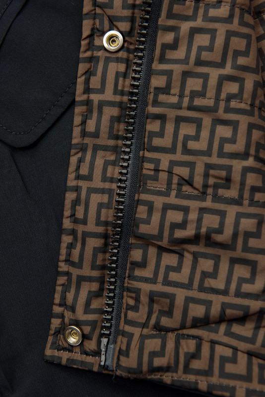 Parka reversibilă de tranziție albastru închis/maro