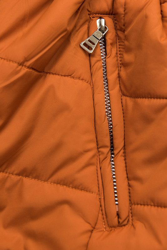 Parka de iarnă reversibilă portocaliu închis/maro