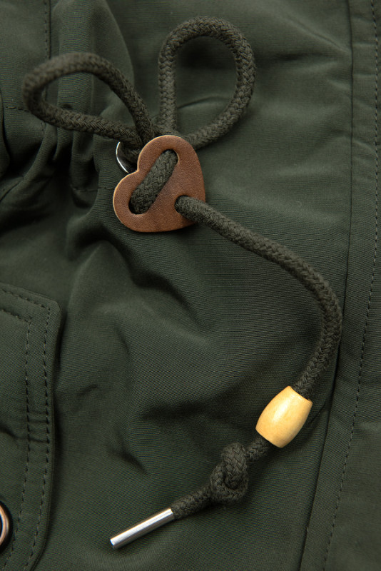 Parka verde închis cu pluș de toamnă/iarnă