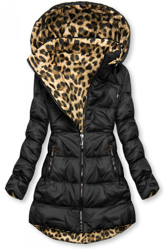 Geacă reversibilă negru/leopard