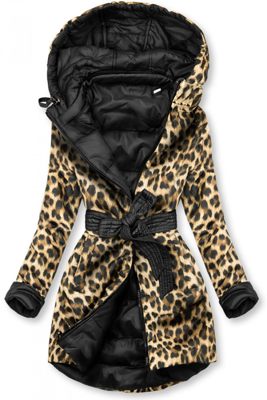 Geacă reversibilă negru/leopard