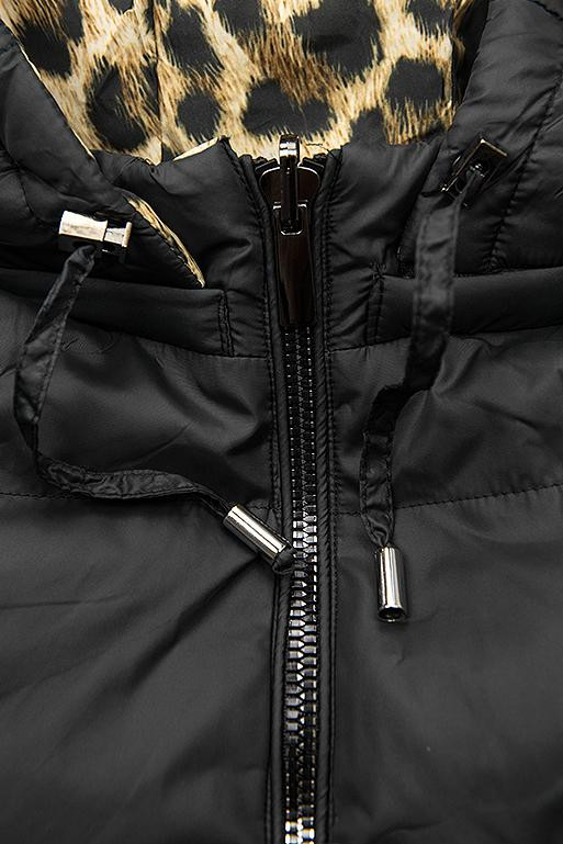 Geacă reversibilă negru/leopard