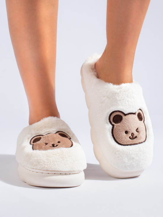 Papuci de blană albi TEDDY