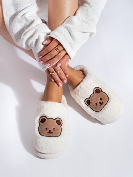 Papuci de blană albi TEDDY