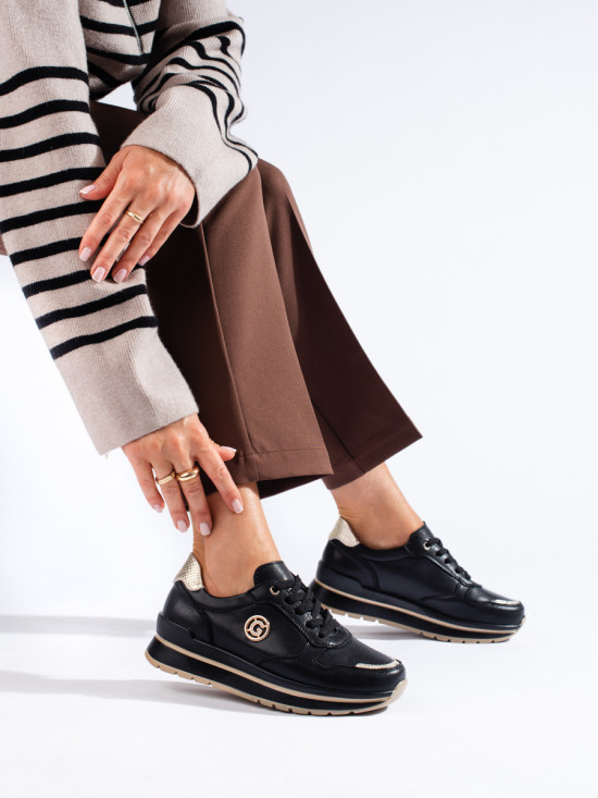 Teniși sport-eleganți negru/auriu