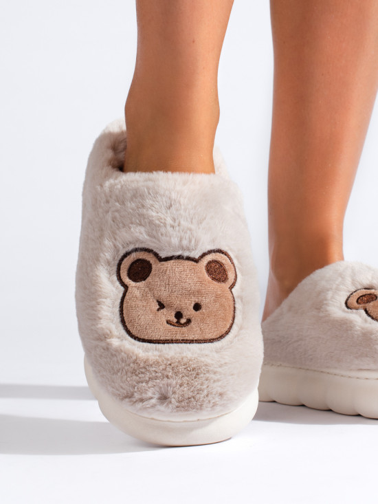 Papuci de blană bej chiaro TEDDY