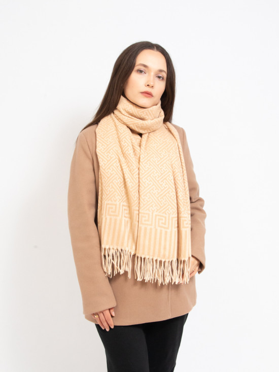 Eșarfă cu model bej deschis