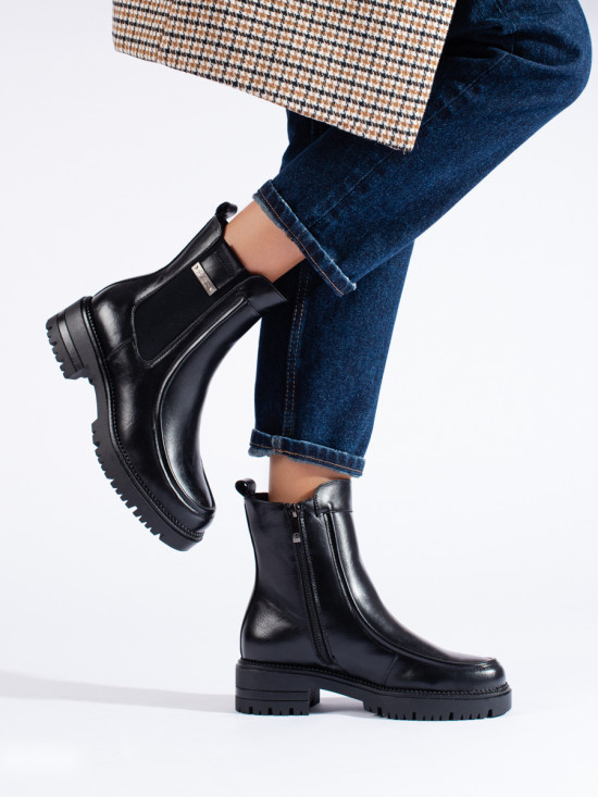 Botine chelsea cu toc gros