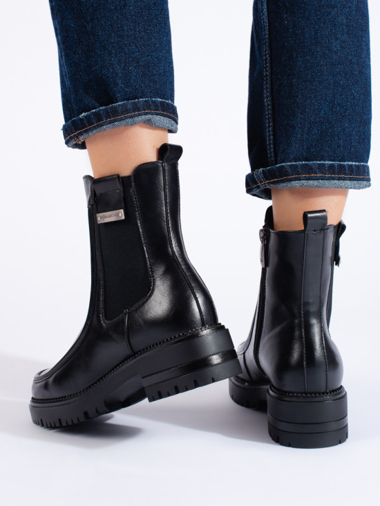 Botine chelsea cu toc gros