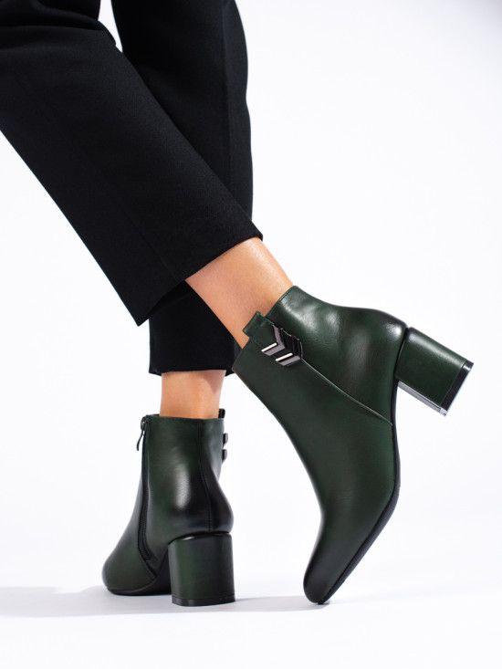 Cizme joase clasice elegante de culoare verde închis