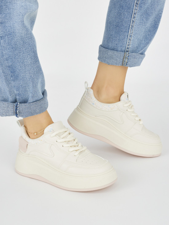 Adidași bej pentru femei cu talpă groasă