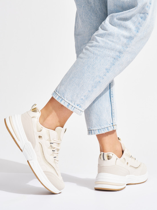 Adidași bej pentru femei cu talpă groasă