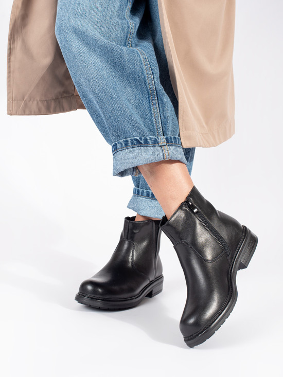 Botine din piele neagră Sergio Leone
