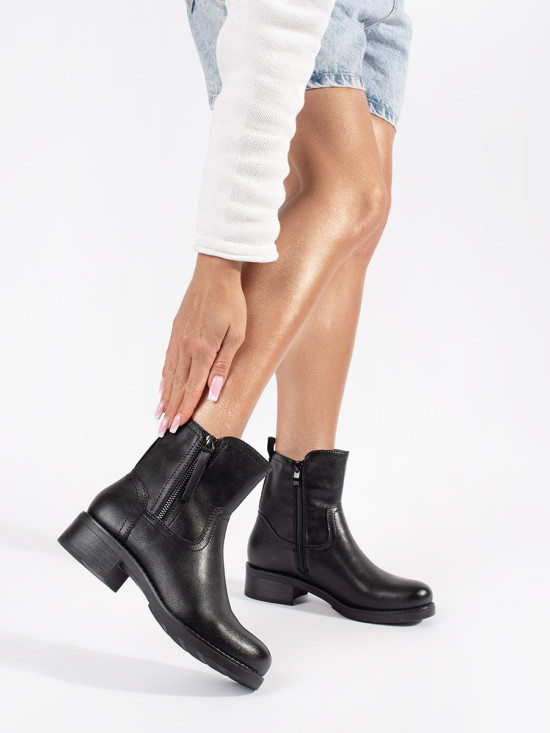 Botine negre din piele Sergio Leone