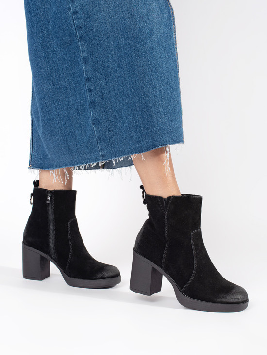 Botine negre din piele cu toc Sergio Leone
