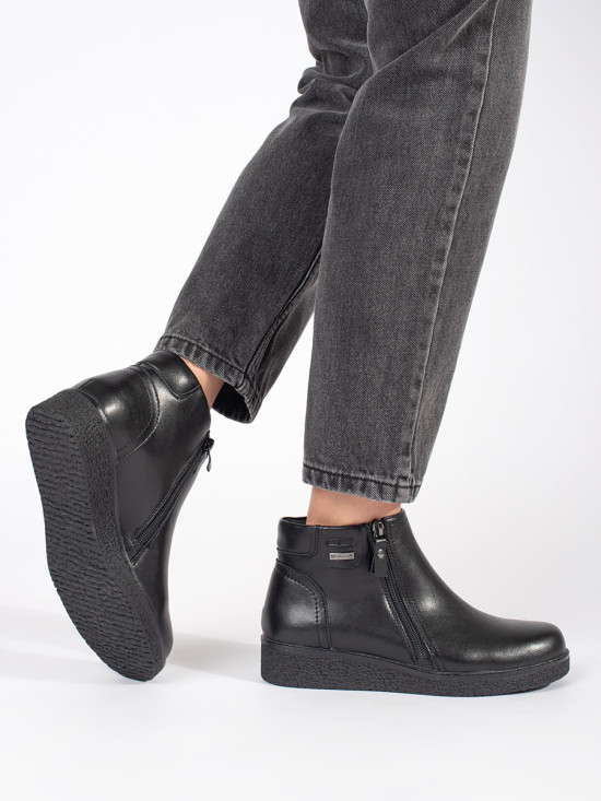 Botine negre din piele confortabile căptușite Sergio Leone