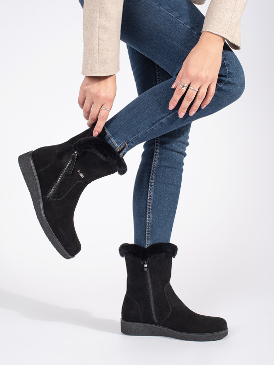 Botine negre căptușite Sergio Leone din piele nubuck