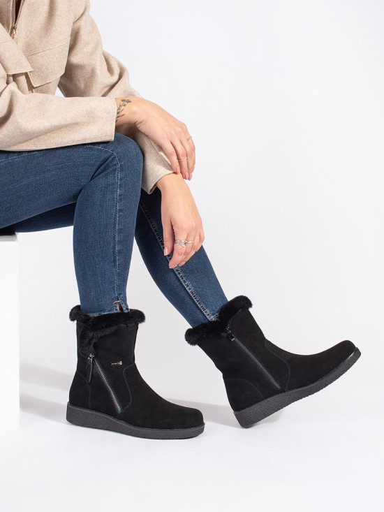 Botine negre căptușite Sergio Leone din piele nubuck