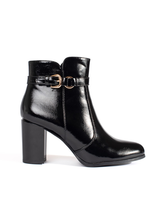 Botine negre lacuite cu toc Sergio Leone