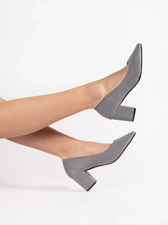 Pantofi eleganți gri din velur ecologic